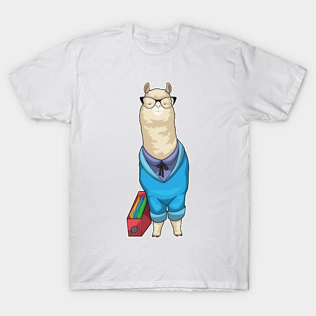 Alpaca Secretary Glasses T-Shirt by Markus Schnabel